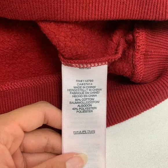 True Religion Sweatshirt Womens Medium Rich Red Fleece Long Sleeve Crew Neck - Picture 9 of 13